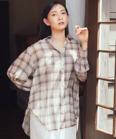 earth music&ecology シアーチェックシャツ