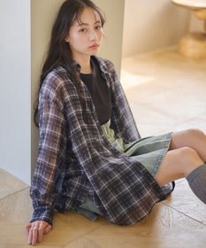 earth music&ecology シアーチェックシャツ