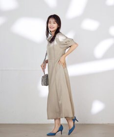 Tiaclasse 【洗える】パフスリーブ配色ステッチワンピース