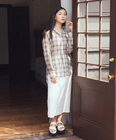 earth music&ecology シアーチェックシャツ