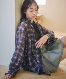 earth music&ecology シアーチェックシャツ