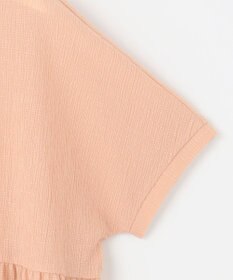 自由区 【洗える】リネンサッカーコンビペプラム カットソー