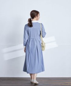 Tiaclasse 【洗える】パール釦フレアシャツワンピース