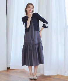 Tiaclasse L 【洗える】袖口フレアリボンニットカーディガン