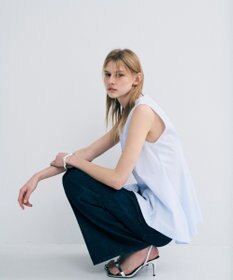 uncrave コットンクロスストライプ ペプラムジレブラウス