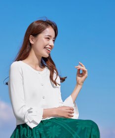 Tiaclasse L 【洗える】袖口フレアリボンニットカーディガン