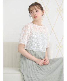 earth music&ecology ＳＥＴ２点　オーガンジー刺繍＋プリーツワンピース