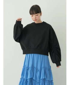 earth music&ecology クルーネック袖シャーリングスウェット