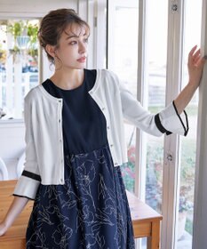 Tiaclasse L 【洗える】袖口フレアリボンニットカーディガン