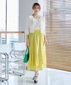 Tiaclasse L 【洗える】袖口フレアリボンニットカーディガン