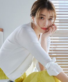 Tiaclasse L 【洗える】袖口フレアリボンニットカーディガン