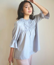 Feroux 【洗える】スタンドネックシャーリング ブラウス