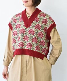 muuc 〈うっとり柔らか上質な極細繊維〉〈前身頃は希少なモヘアとシルク×後ろ身頃はウール100%〉フラワージャカード ベスト