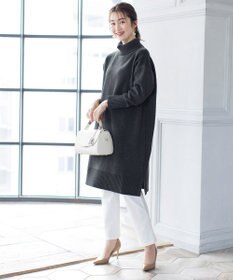 Tiaclasse 【洗える】華のあるニットタートルワンピース