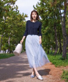 Tiaclasse L 【洗える】袖口フレアリボンニットカーディガン