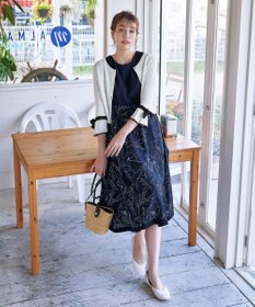 Tiaclasse L 【洗える】袖口フレアリボンニットカーディガン