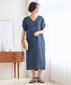 自由区 【洗える・XSサイズあり】テンセルリネンデニム ワンピース