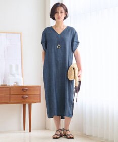 自由区 【洗える・XSサイズあり】テンセルリネンデニム ワンピース