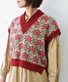 muuc 〈うっとり柔らか上質な極細繊維〉〈前身頃は希少なモヘアとシルク×後ろ身頃はウール100%〉フラワージャカード ベスト