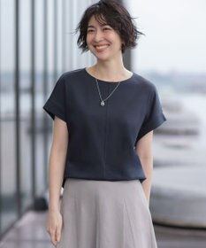 J.PRESS LADIES 【2WAY】コットンスムース フレンチスリーブ カットソー ネイビー系