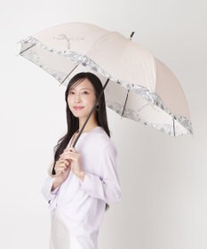 MOONBAT 【耐風傘/ジャンプ傘】ランバン オン ブルー (LANVIN en Bleu) リボン 花柄 長傘 サテンプリント