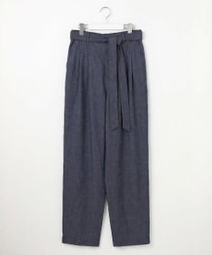 自由区 コットンリネンシャンブレーテーパード パンツ