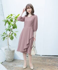 Tiaclasse L 【洗える】大人の洗練ドレープワンピース