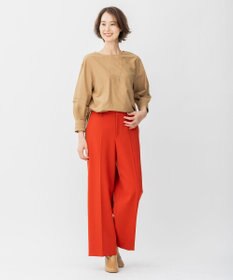 自由区 【WEB限定カラーあり/洗える/撥水加工】TRギャバ ワイドクロップドパンツ