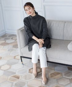 Tiaclasse 【洗える】華のあるニットタートルワンピース