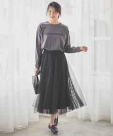 ANY 【ウエストゴム】チュールフレアースカート