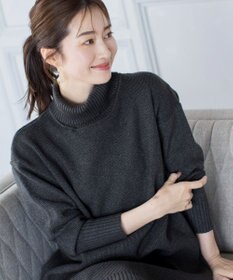 Tiaclasse 【洗える】華のあるニットタートルワンピース