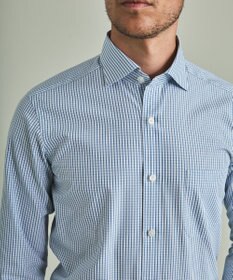 GOTAIRIKU 【形態安定】PREMIUMPLEATS_スモールワイドカラー 通年ドレスシャツ（チェック）