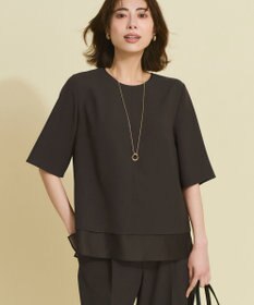 23区 【新色追加/Oggi掲載】ストレッチジョーゼット シアーコンビ カットソー