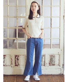 earth music&ecology Ｌｅｅ×ｅ．ｍ．ａ．ｅ．スリットフレアデニムパンツ