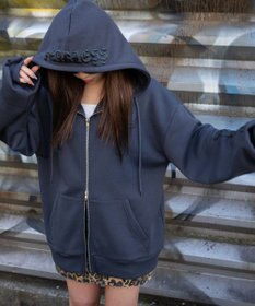 WEGO 【裏起毛/セットアップ対応】グラフィック裏起毛ZIPビッグパーカー