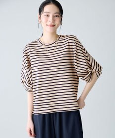 ANY L ツイストスリーブボーダートップス