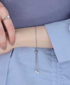 Phoebe スリムチェーンパールスライドブレスレット　シルバー