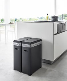 tower スリム蓋付きゴミ箱 タワー 横開きタイプ 2個組 ブラック