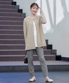 Tiaclasse 【洗える】ラウンドネックミドル丈ニットカーディガン