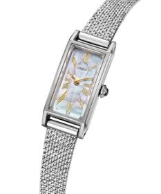 CITIZEN 【替えバンド付き2way 限定モデル】電池交換不要のスリムなスクエアモデル EG7040-74D