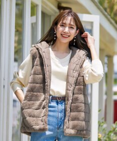 Tiaclasse 【2WAY】着回し自由のリバーシブルキルトフェイクファーベスト