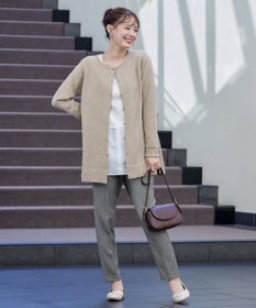 Tiaclasse 【洗える】ラウンドネックミドル丈ニットカーディガン