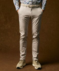 JOSEPH ABBOUD 【イタリア素材/ウエストも伸びる】ハイパワーサテンストレッチパンツ ライトグレー系