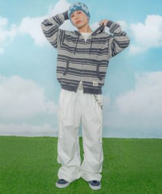 WEGO 【ユニセックス着用ITEM】シャギーボーダーニットパーカー