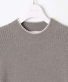 ANY SIS 【洗える】ネックパール調リブ ニット