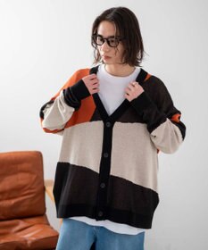 WEGO 【ユニセックス着用ITEM】オーバーフィットドライタッチパターンカーディガン