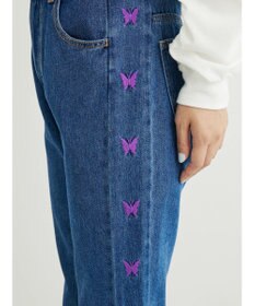 Green Parks ・Ｄｏｕｂｌｅ　Ｆｌａｇｓ　チョウチョ刺繍フレアデニム