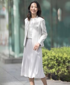 J.PRESS LADIES L 【WEB限定カラーあり・洗える】セラテリーダブルクロス ノーカラー ジャケット