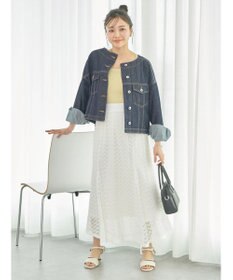 earth music&ecology カットレースフレアスカート