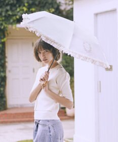 Maison de FLEUR 《晴雨兼用》遮光&UV CUT フリル折りたたみ傘